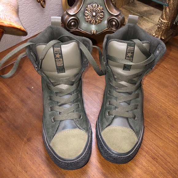 PREOWNED Converse Chuck Taylor All Star Asphalt Boot hi-top green SZ 5.5 - Picture 1 of 6
